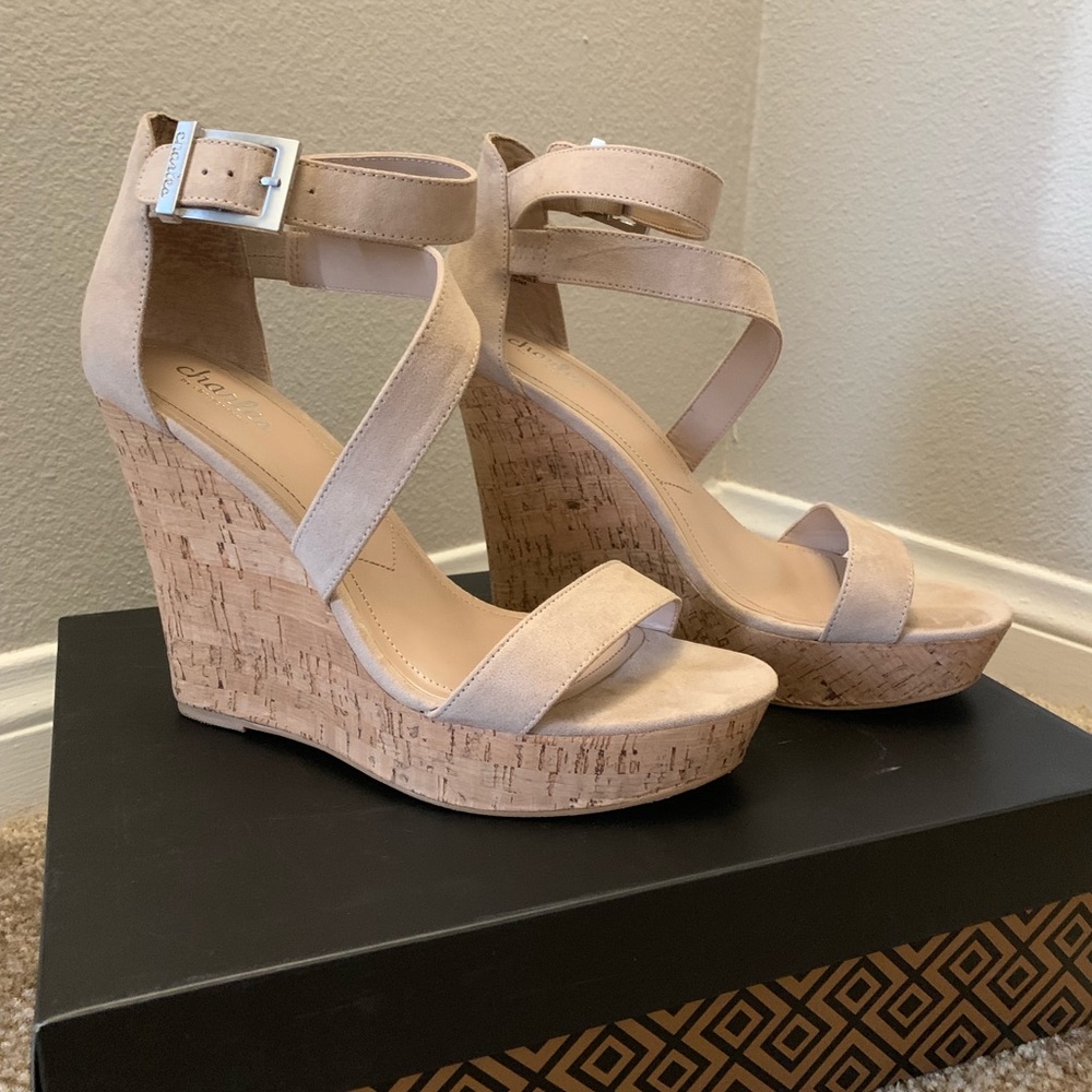 Charles David Nude Microsuede Amigo Wedges